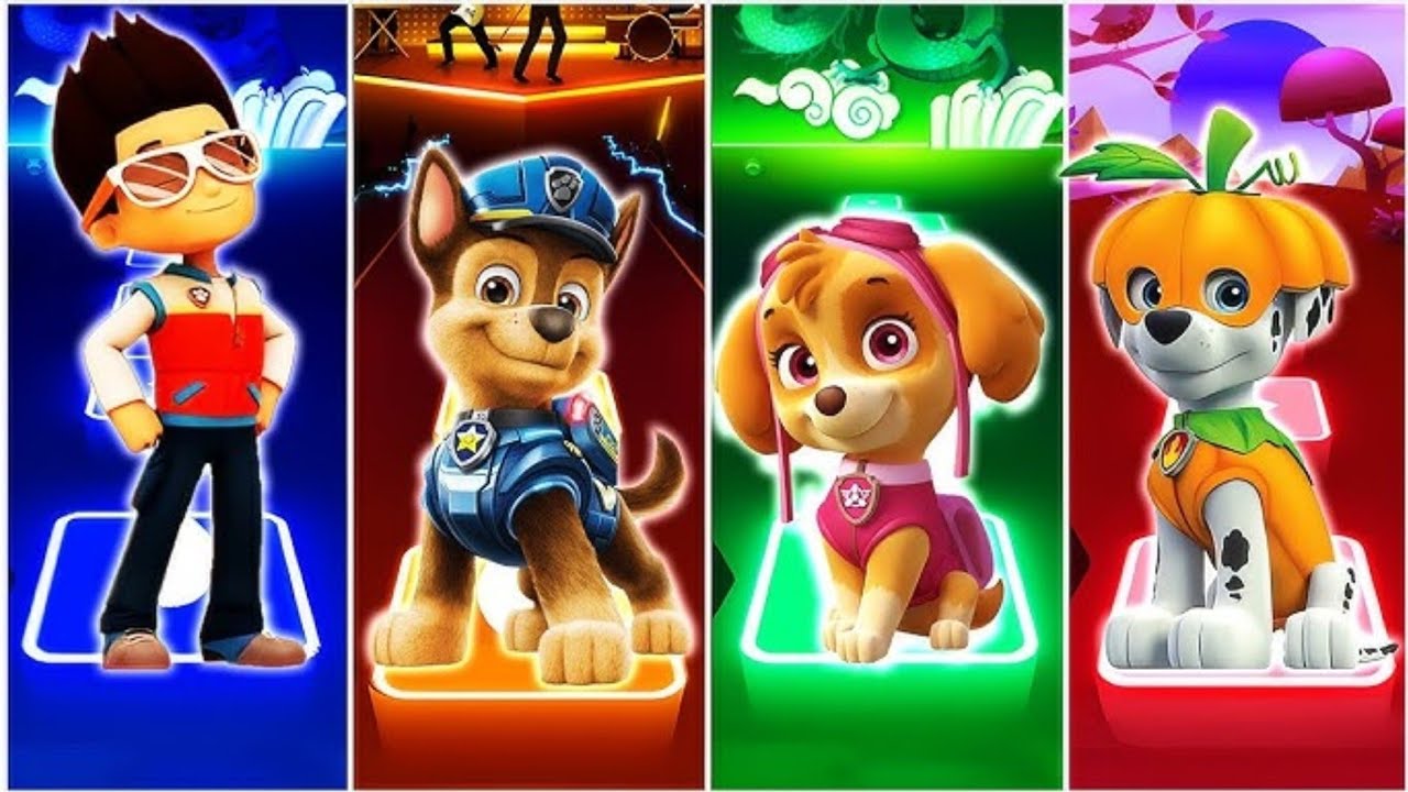 RYDER 🆚 CHASE 🆚 SKYE 🆚 MARSHALL PAW PATROL TILES HOP RUSH GAME 🎮🎯#trending #viralvideo #tileshop 