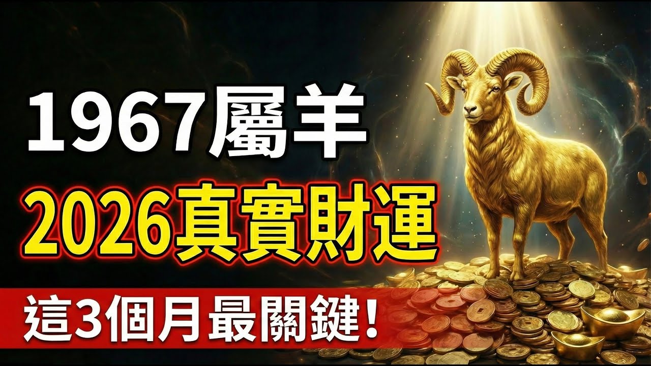 關鍵！1967年屬羊人，2026年的「真實財運」！這3個月能否抓住，直接決定你今年的財富等級！#1967年屬羊 #屬羊2026年運勢 #2026生肖羊運勢 #1967年生肖羊 #生肖羊 #屬羊