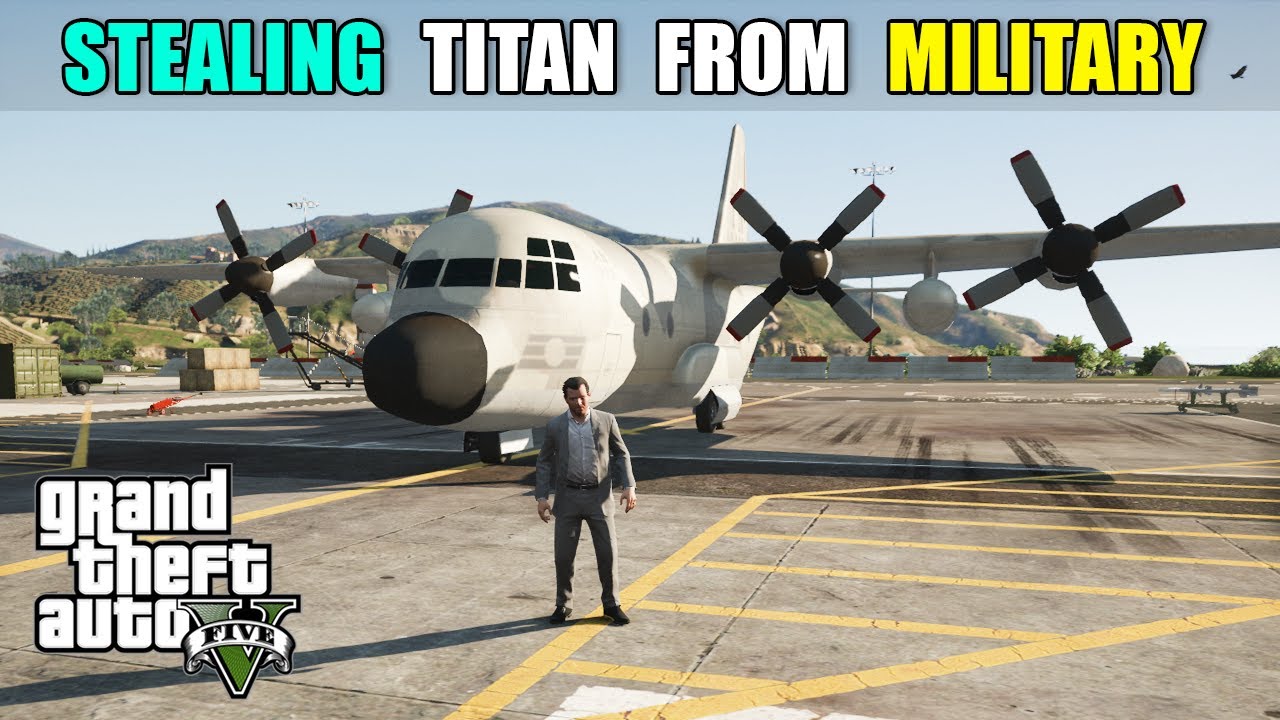 GTA 5 Offline: Stealing Titan C-130 Plane from Military Base 😱