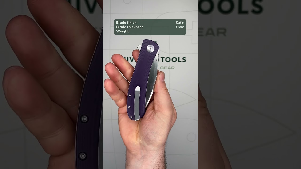 Trollsky Knives Mandu XL MT006 XL Satin D2, Purple G10 pocket knife