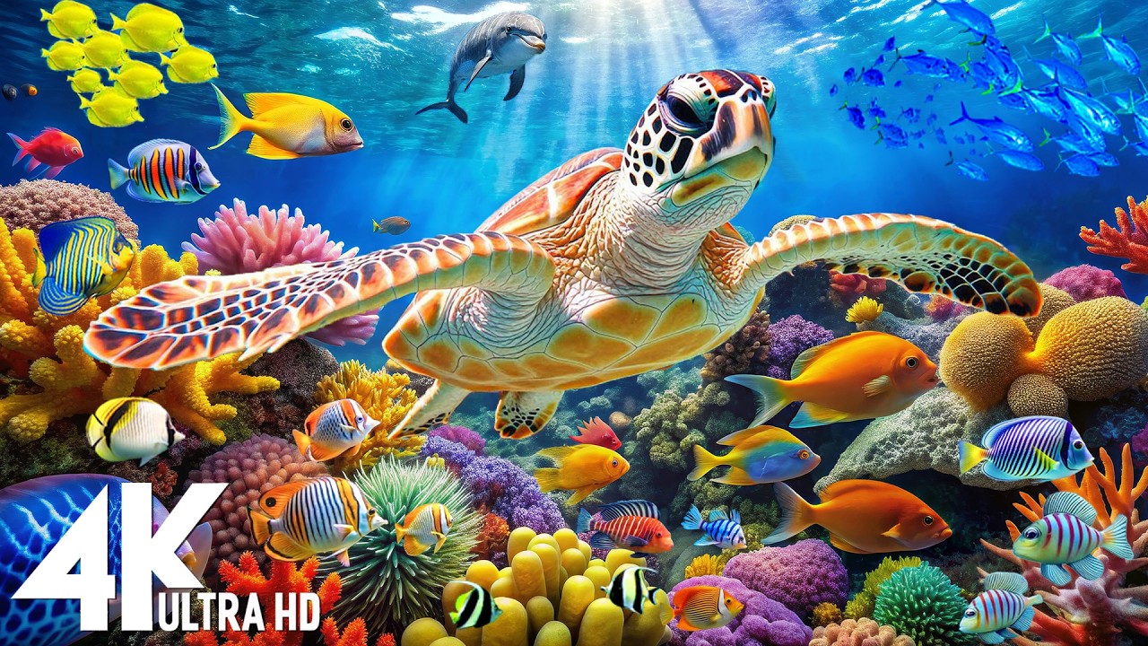 Ocean 4K - Sea Animals for Relaxation, Beautiful Coral Reef Fish in Aquarium - 4K Video Ultra HD #23