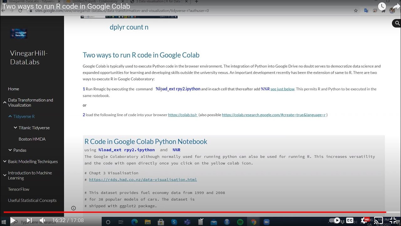 Two ways to run R code in Google Colab