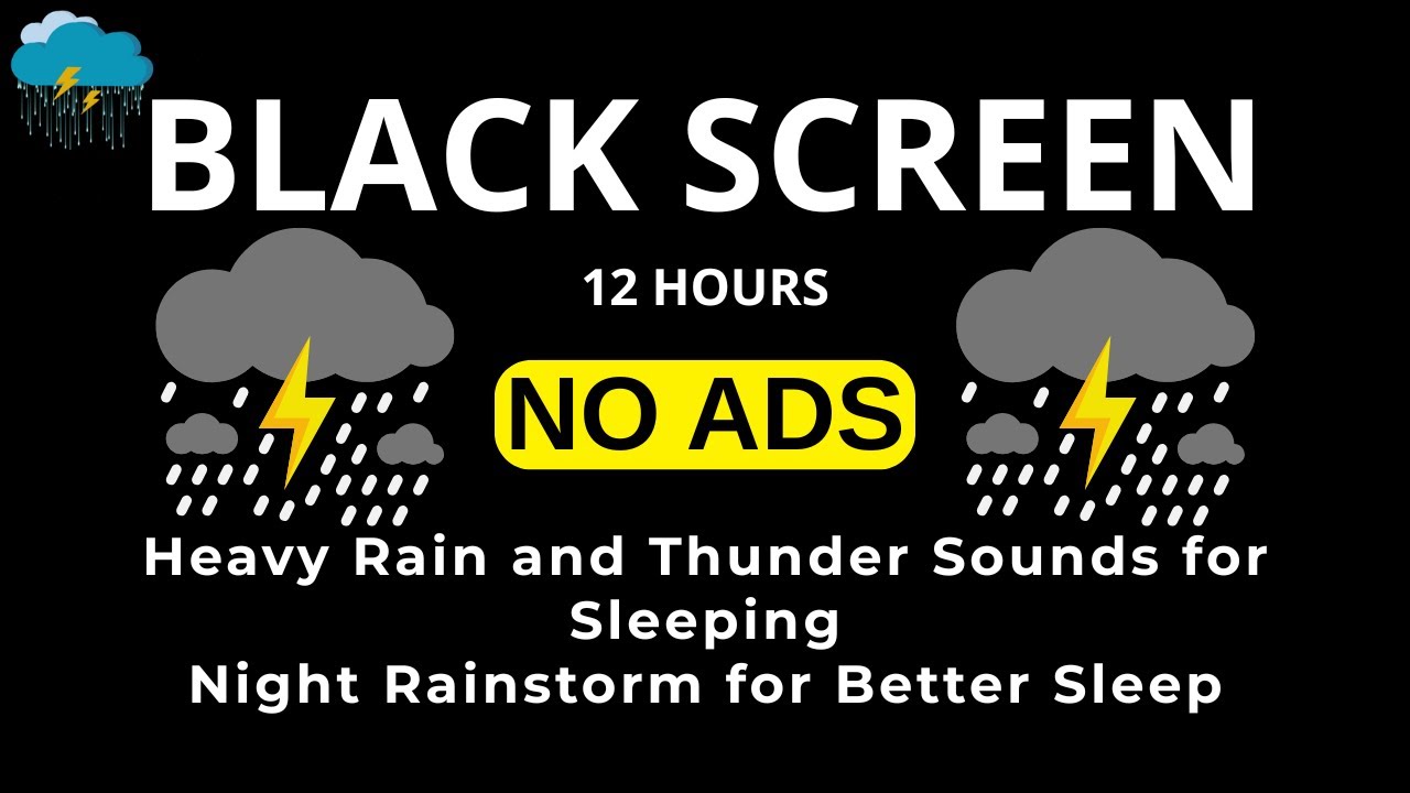 🔴 Heavy Rain and Thunder Sounds for Sleeping - Black Screen | Thunderstorm Sleep Sounds, Live Stream