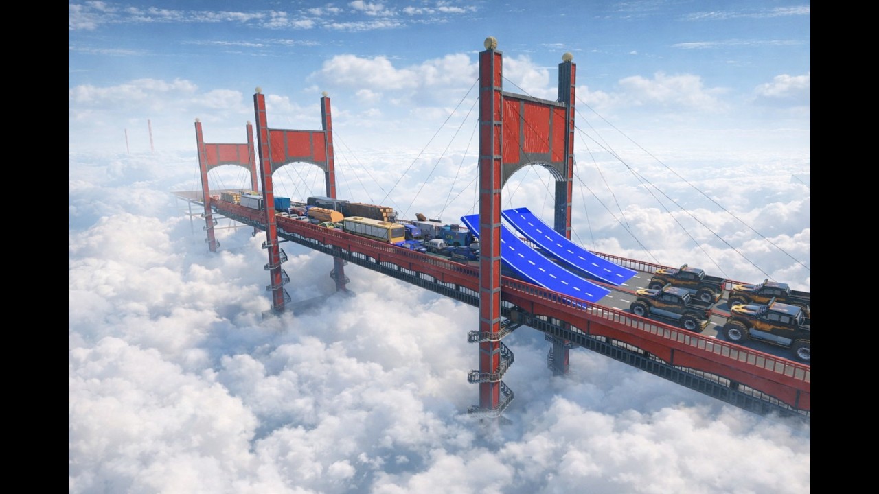 Will My 12 Monster Trucks Being Enough Destruction On The Bridge? | Teardown