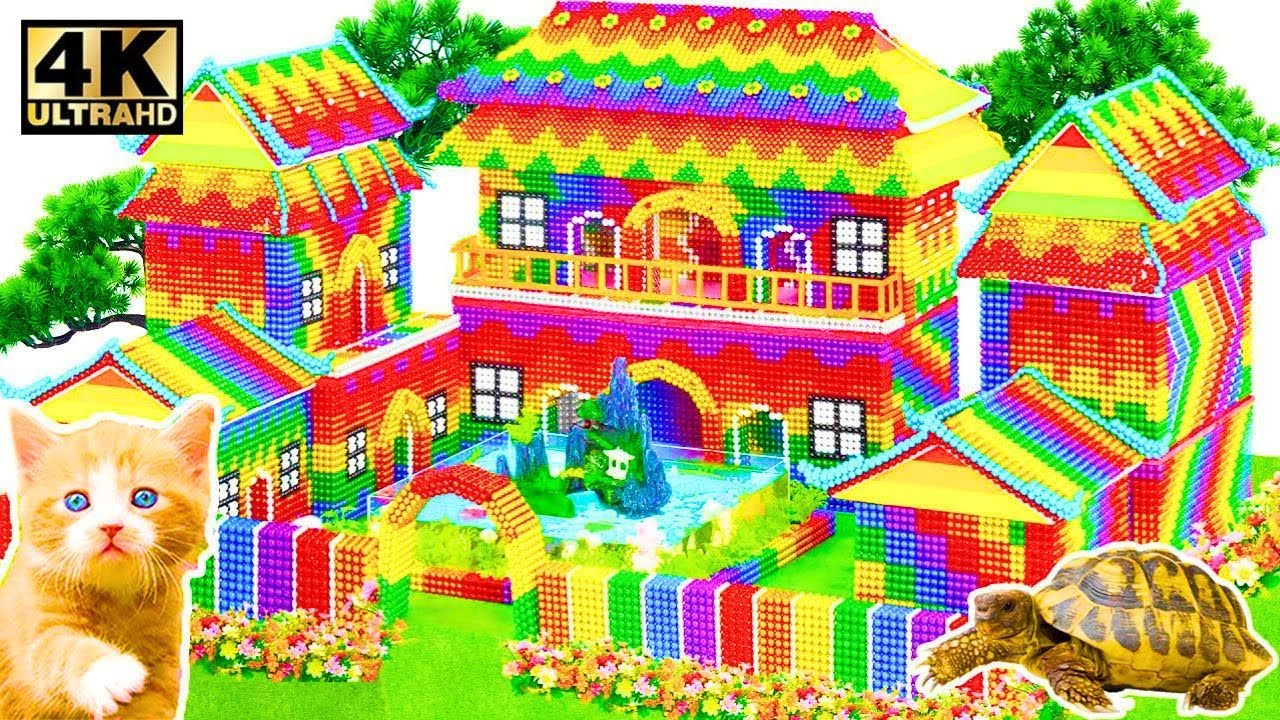 How To Build Moroccan Style Holiday Castle Has Playground Dog & Fish Pond With Colorful Water Slide