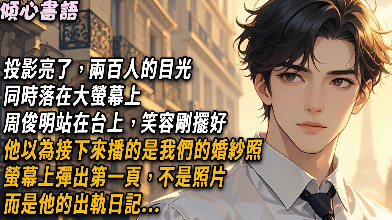 投影亮了，兩百人的目光同時落在大螢幕上。周俊明站在台上，笑容剛擺好，他以為接下來播的是我們的婚紗照。螢幕上彈出第一頁，不是照片，而是他的出軌日記#小說 #故事分享 #情感 #好文 #爱情