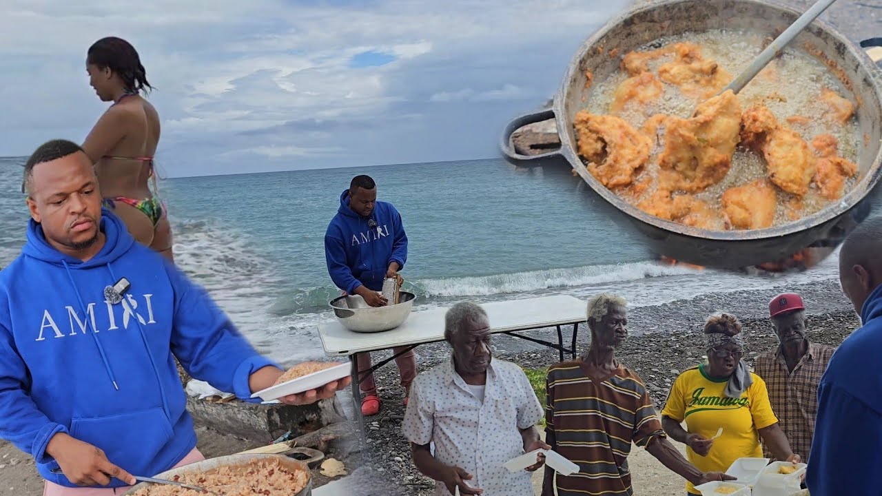 A group of elderly people who can eat | @Colazsmithtv | a charitable cook out | seaside
