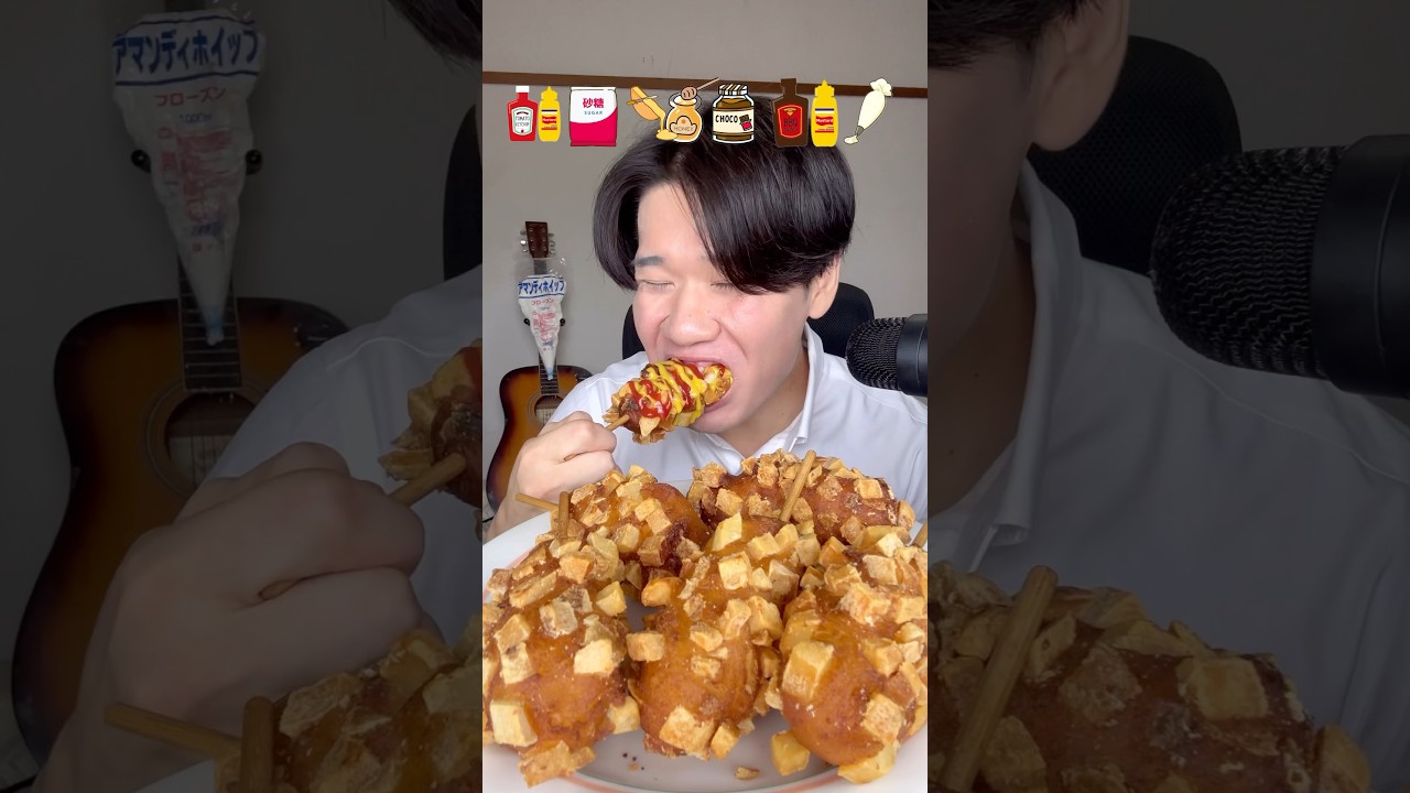 ザックザクのチーズハットグ爆食い🇰🇷#shorts #asmr #mukbang #food #먹방
