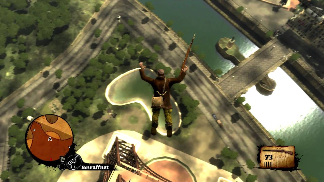 Saboteur, vom Eiffelturm herunterspringen