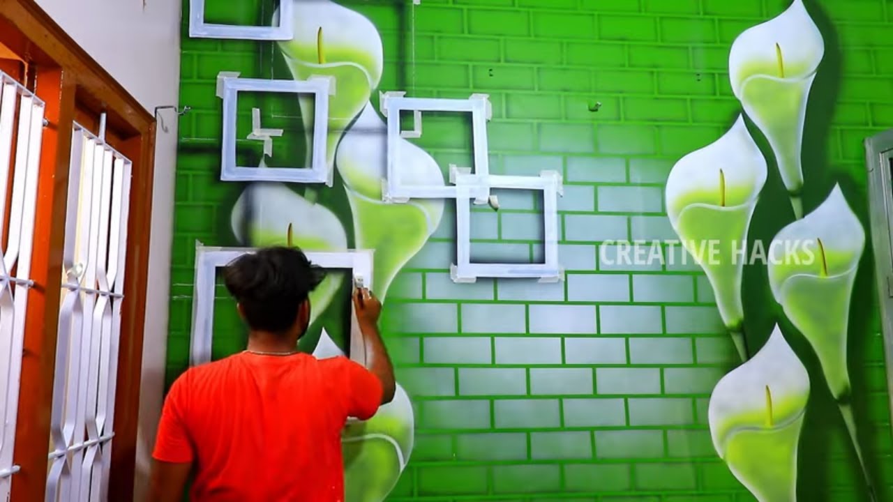 Easy wall painting design bedroom | wall painting ideas