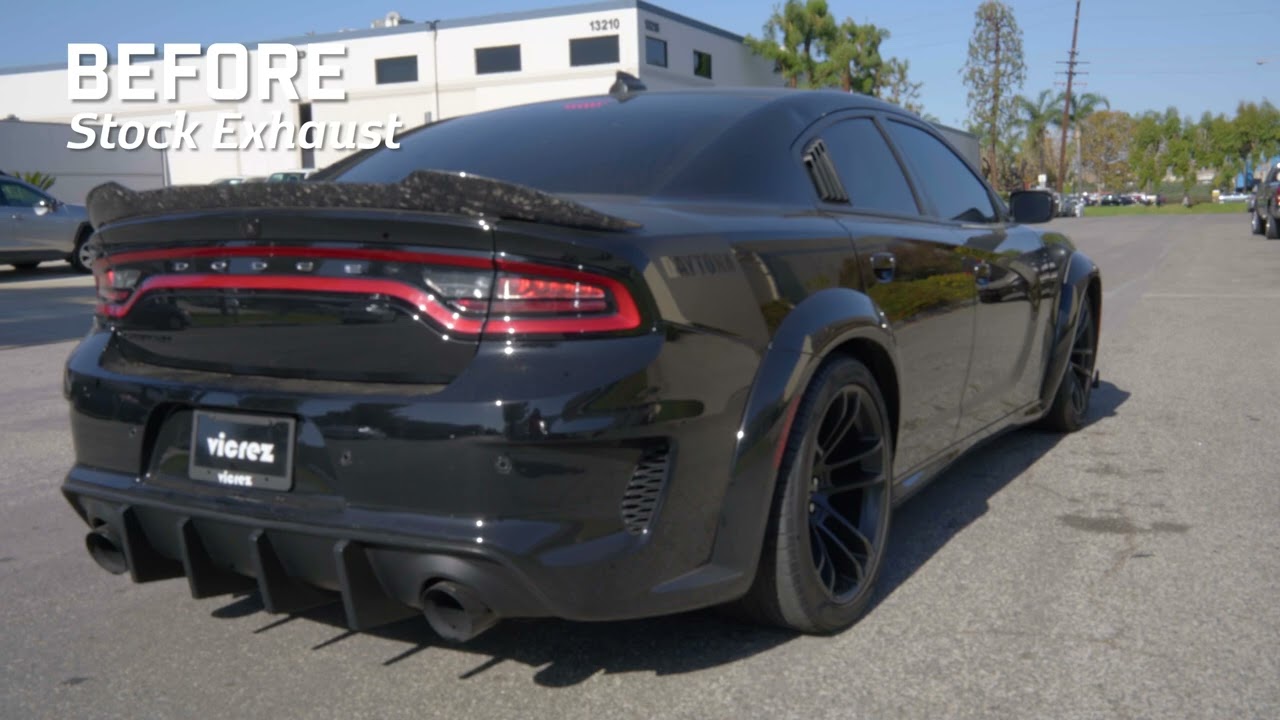 (BEFORE vs AFTER) Dodge Charger SRT 392 V8 6.4L 2015-2021 ➡ EXG Cat-Back Exhaust System vzp100107