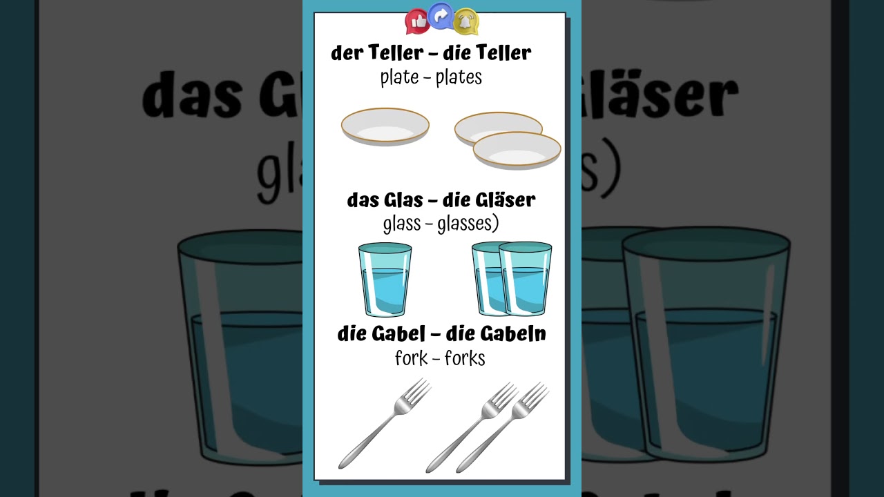 German Plurals for Kitchen Items | Plate, Glass, Fork | Beginner German Vocabulary 🇩🇪🍽️ 