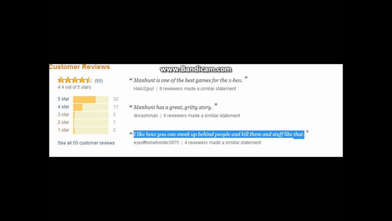 Put that on the back of Manhunt's box!