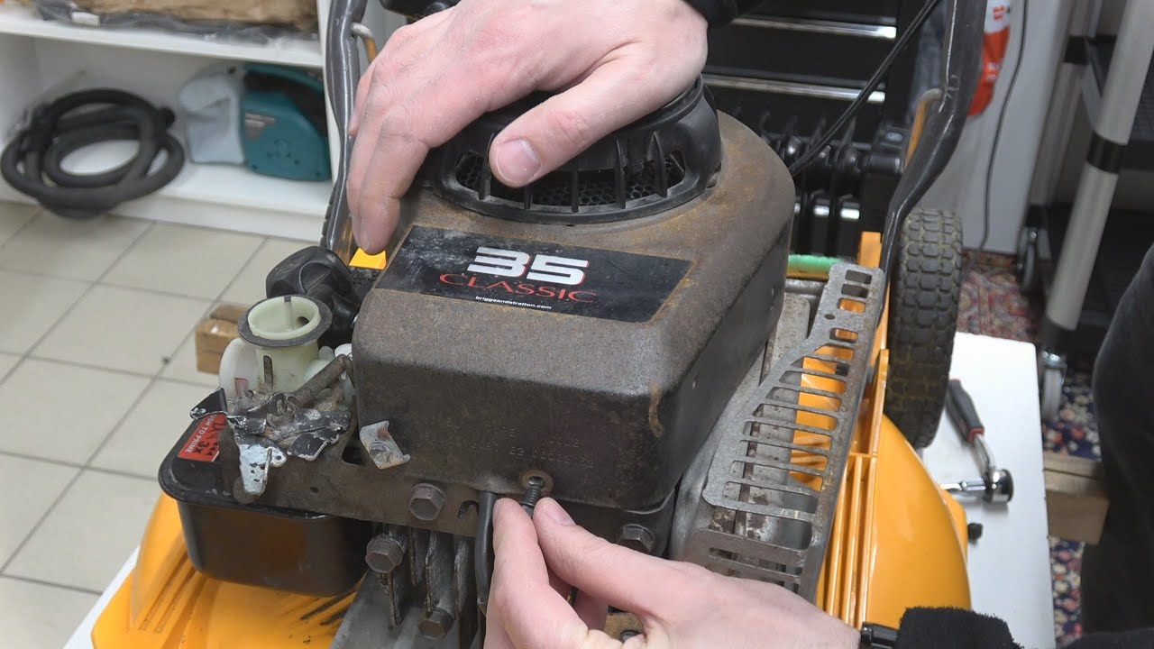 Gräsklippare Partner 246 Bio - Del 3. Byte av kniv, startsnöre, olja samt provstart