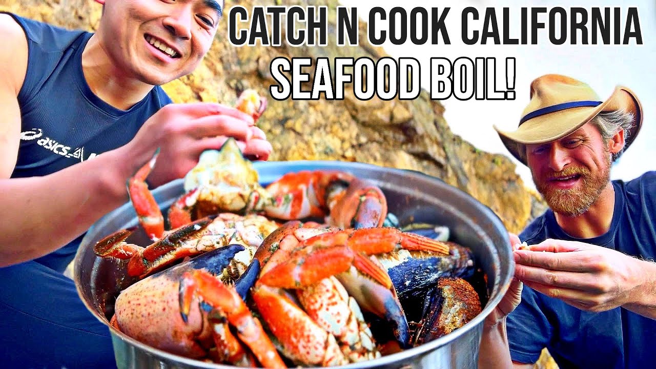 Fresh Seafood Boil at the Beach! w/ @Catch N Cook California