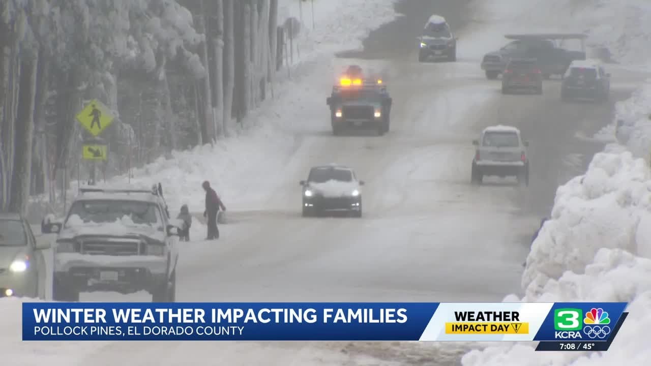 Heavy snow blankets Pollock Pines, causing power outages and school closures