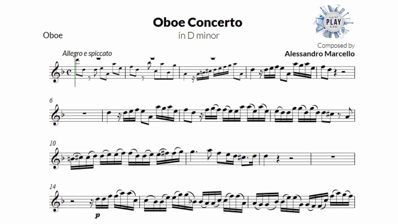 OBOE CONCERTO for SOLO OBOE 🎼 – Marcello (without metronome & other instruments 👇)