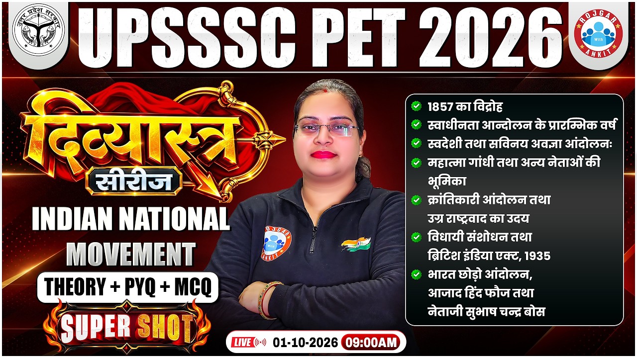 UPSSSC PET 2026 History | Indian National Movement Complete Revision | Theory + PYQ + MCQ Super Shot