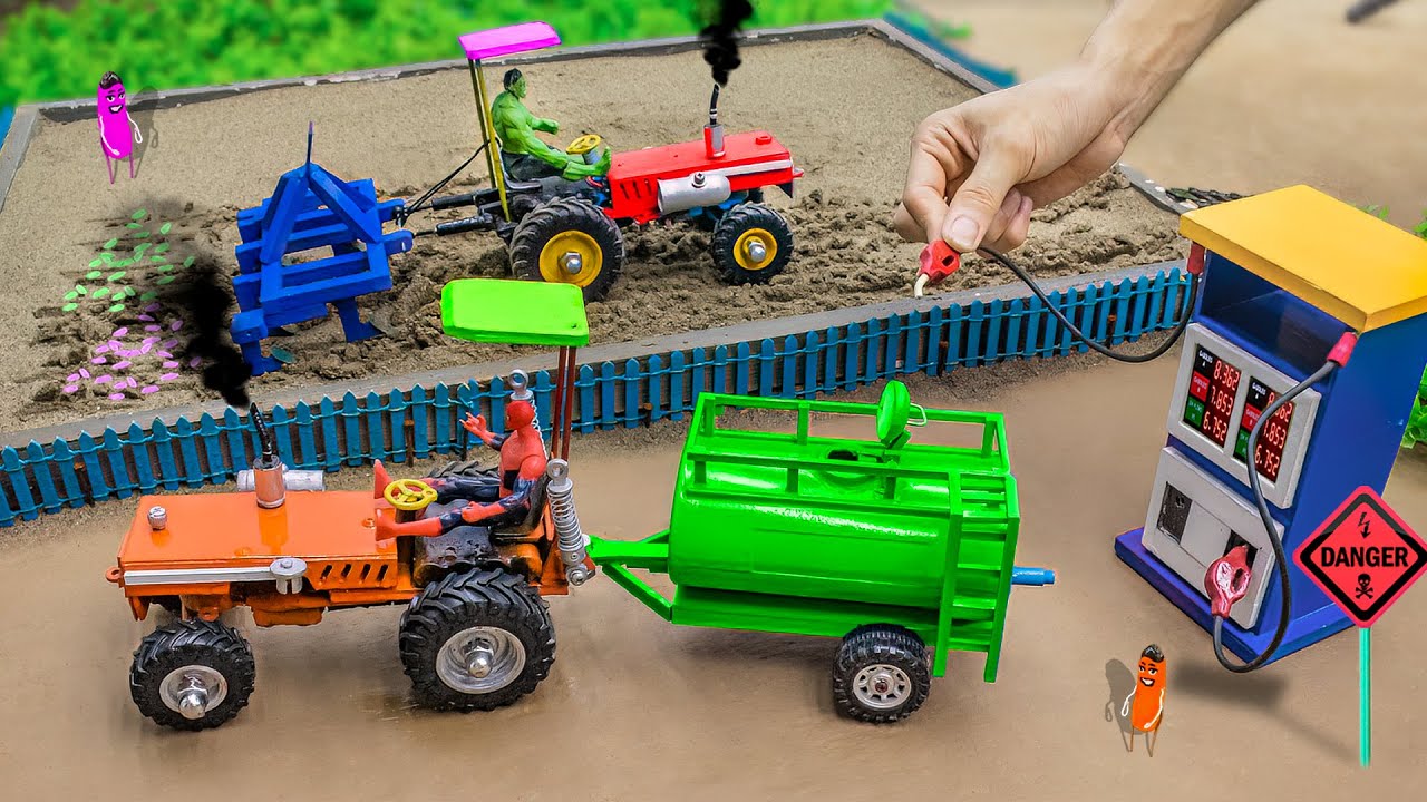DIY tractor making mini pertrol pump supply fuel for ploughing machine | Diy tractor | @FarmModel