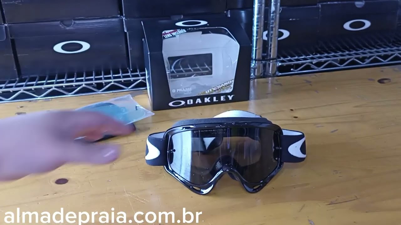 ÓCULOS GOGGLE OAKLEY O FRAME MX JET BLACK/LENTE DARK GREY E CLEAR SAND ANTI-FOG