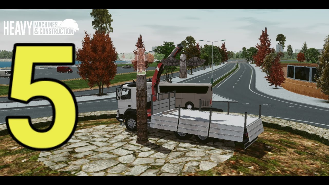 placing a totem pole at the roundabout heavy machines & construction level 5 R D mobile gameplay