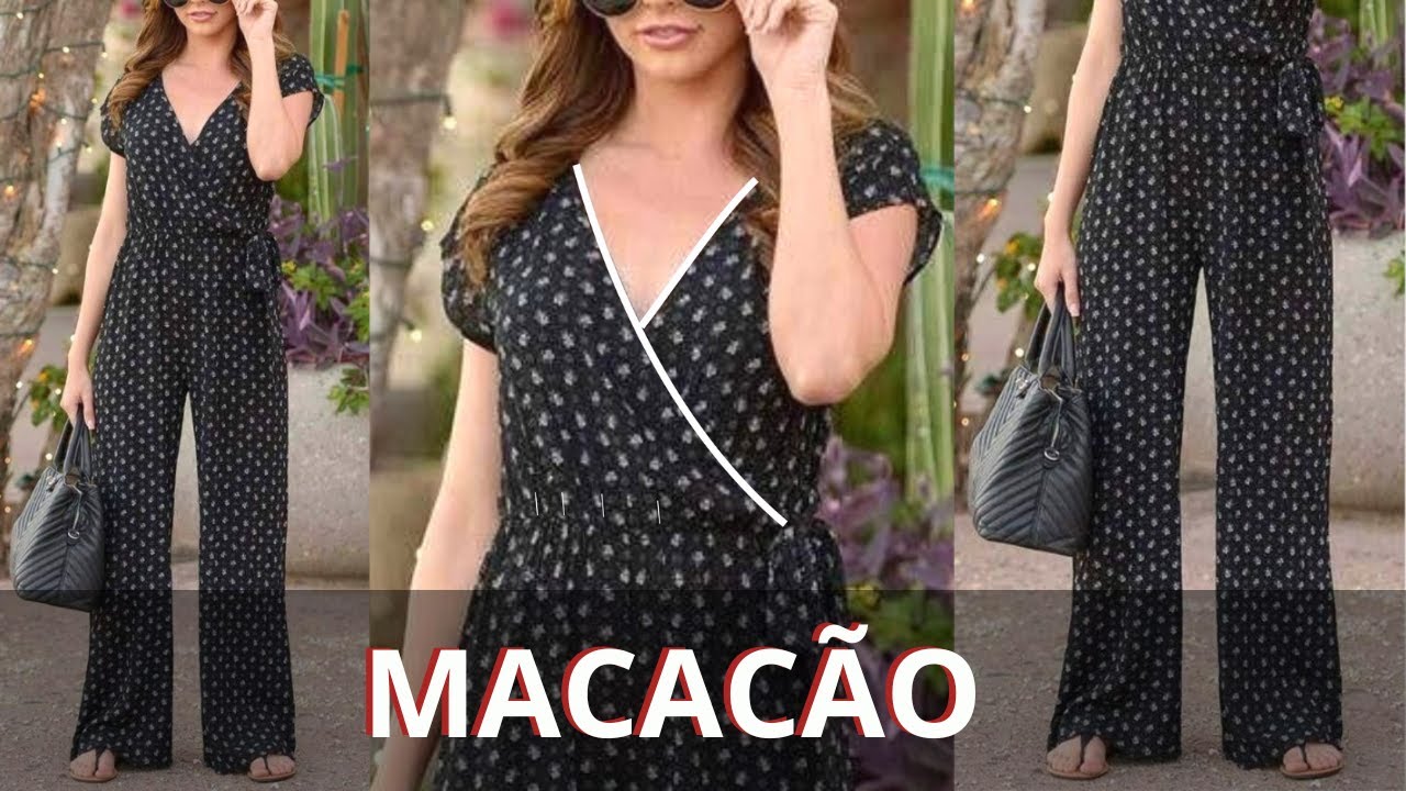 Como Fazer um MACACÃO FEMININO - Passo a Passo - Transpassado e Elástico na Cintura | Gisele Maués