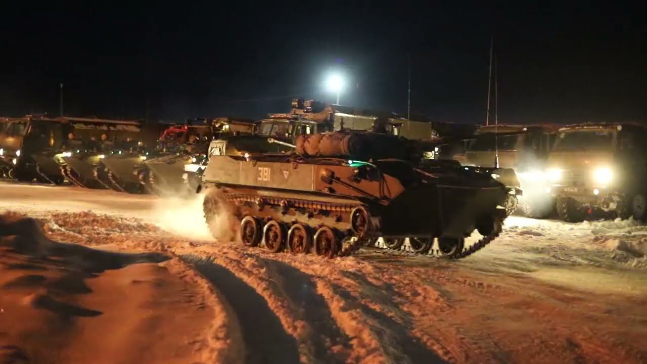 Loading Military Personnel & Equipment on IL-76 Military Transport Aircraft departing for Kazakhstan