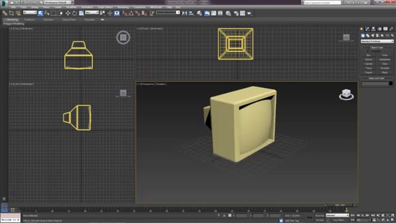 3D Max. Упражнение №7.  Работа с модификатором Edit Poly. Телевизор.