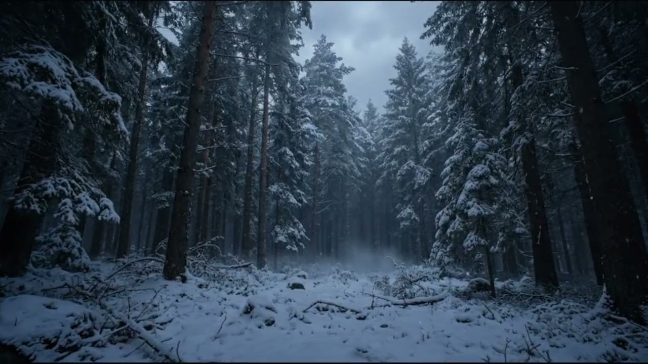 Quiet Snowfall in a Deep Forest at Night  Peaceful