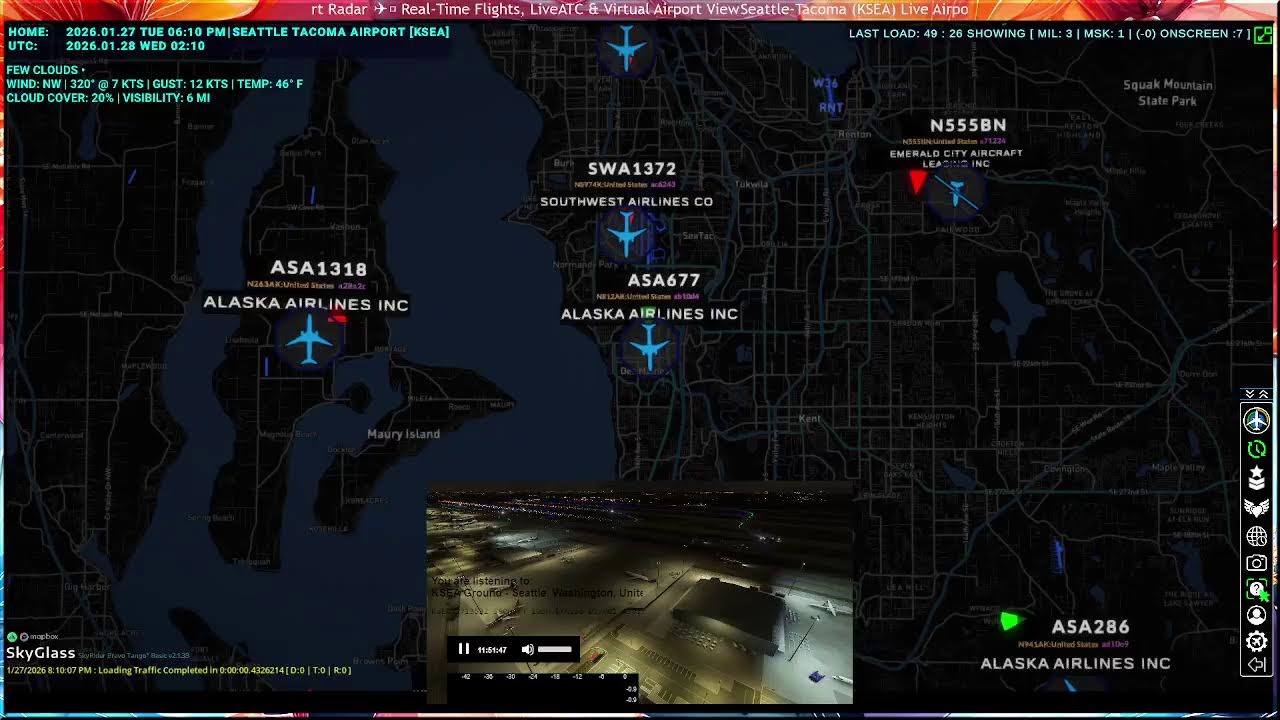Seattle-Tacoma (KSEA) Live Airport Radar ✈️ Real-Time Flights, LiveATC & Virtual Airport View