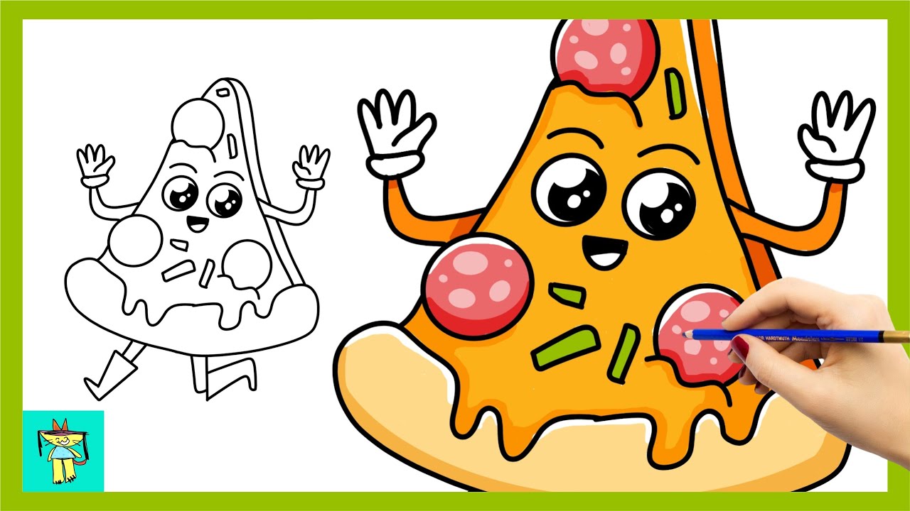 How to Draw a Cute Pizza Slice | Calm Drawing Process