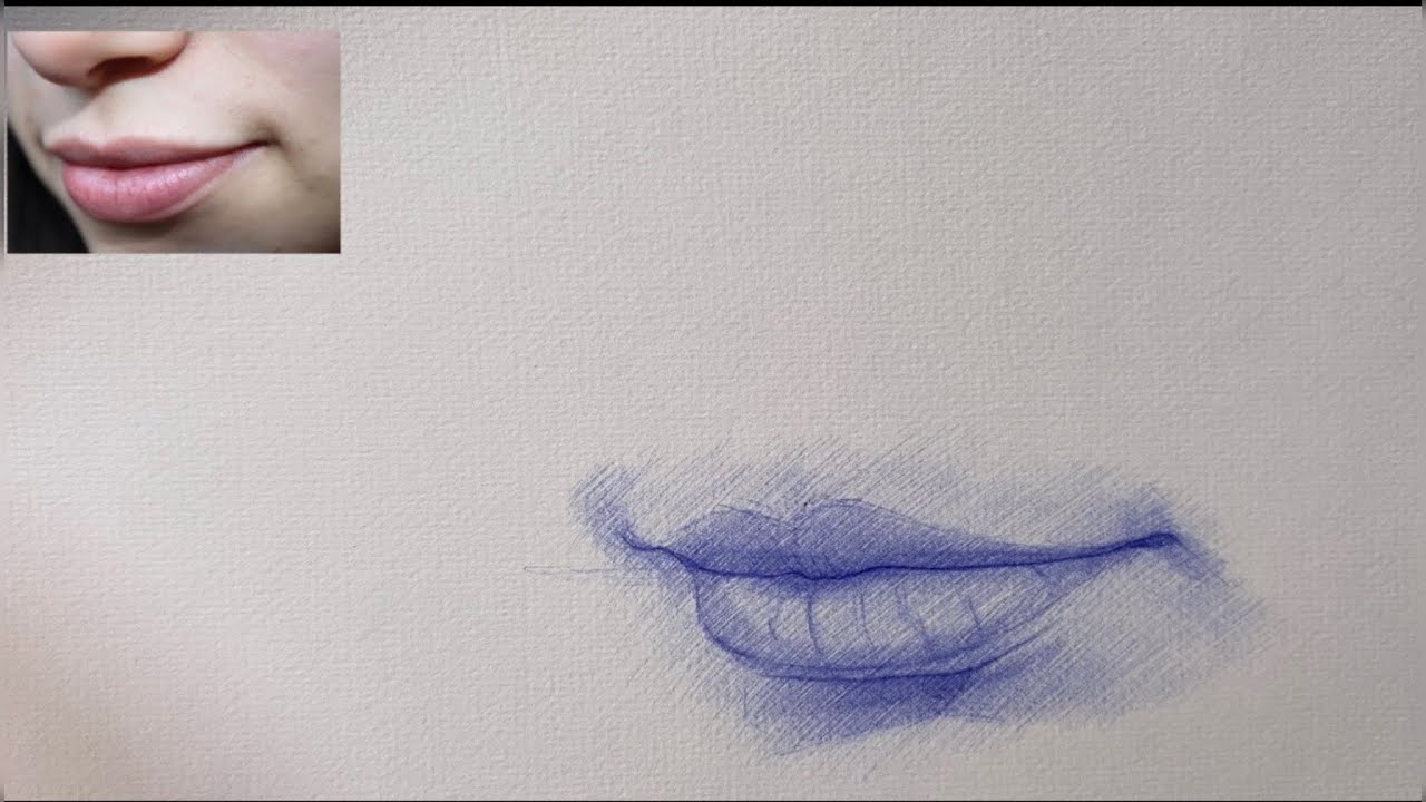 How to draw lips | Ballpoint pen