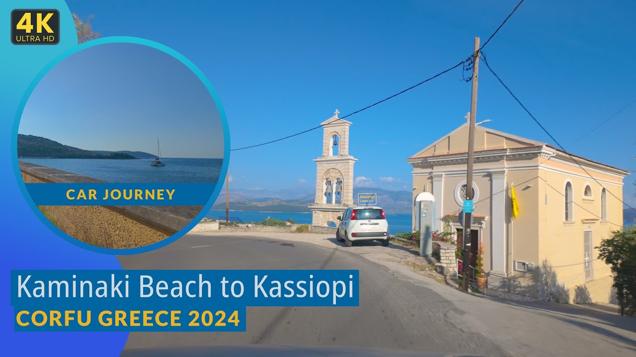 Corfu Kaminaki Beach to Kassiopi Car Journey in 4K | Greek Car Journeys