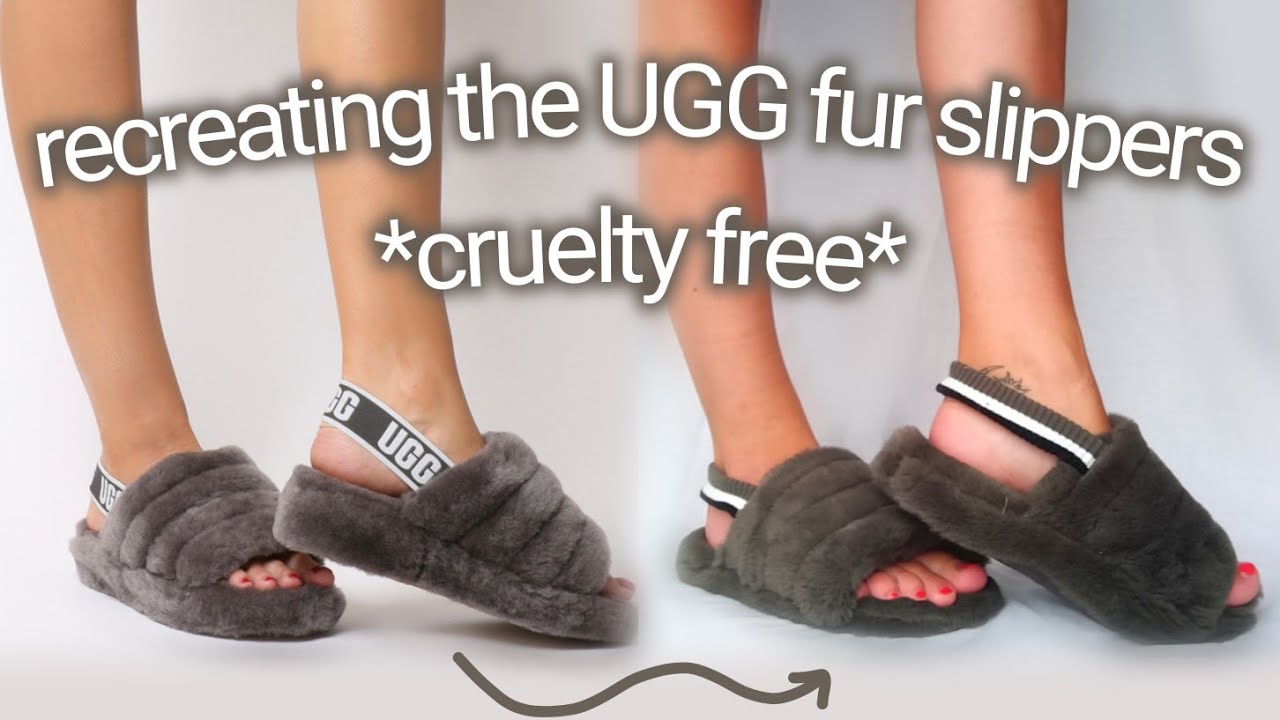 DIY UGG Fluff Fur Slippers - recreating the UGG Fluff Yeah Slide Slippers *cruelty free*