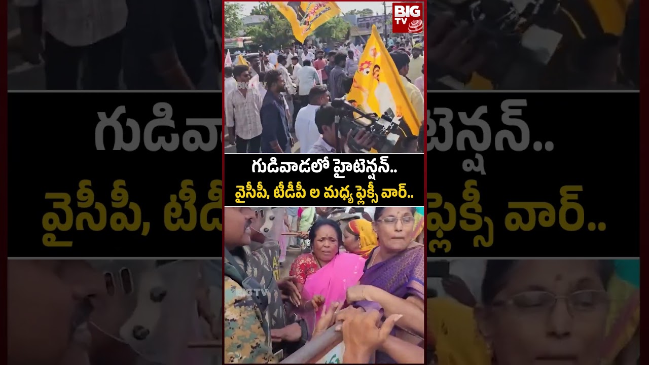 YSRCP vs TDP | Gudivada: వైసీపీ, టీడీపీ ల మధ్య ఫ్లెక్సీ వార్.. | BIG TV