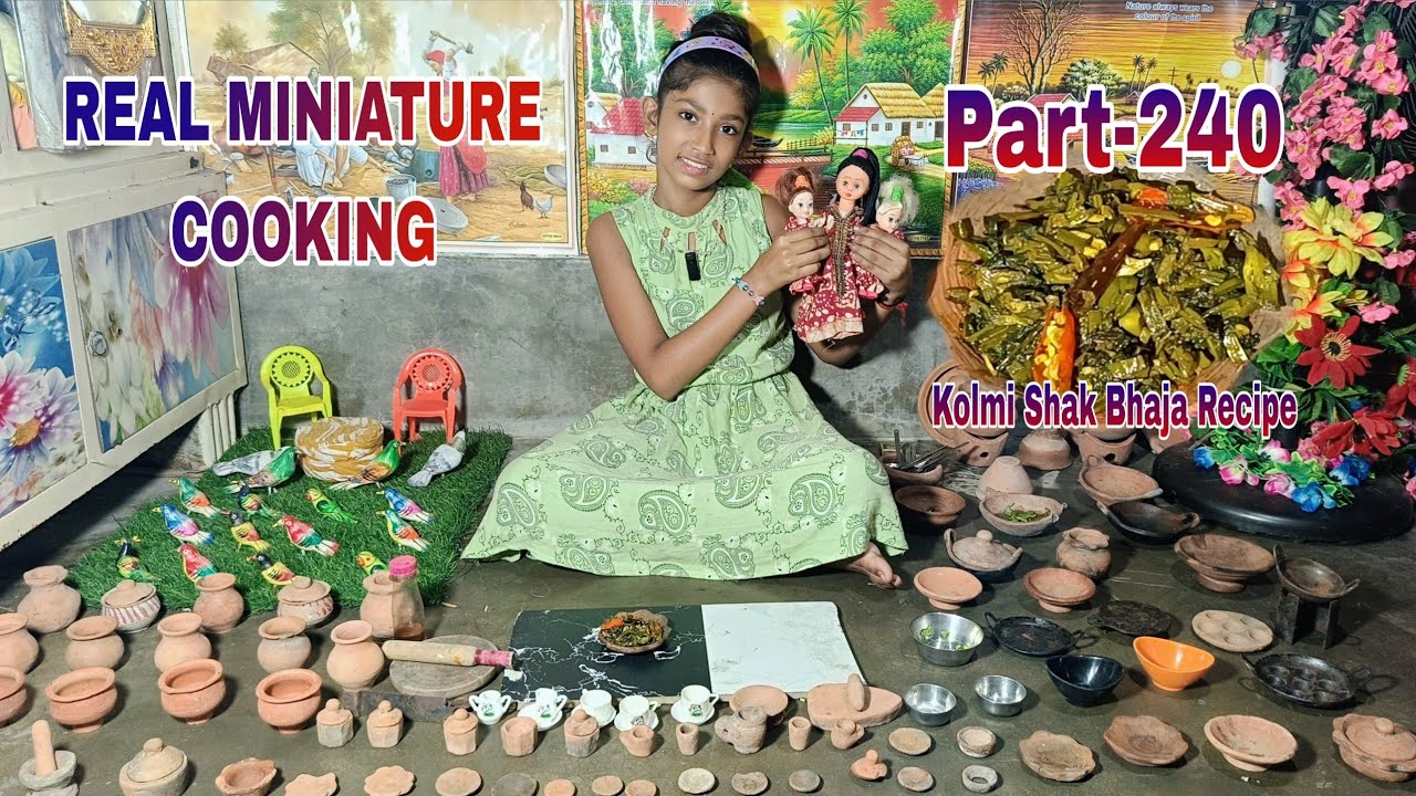 Miniature Cooking/Kolmi Shak Bhaja/Kolmi Shak Bhaja Recipe/Kolmi Shak Recipe/কলমি শাক ভাজি রেসিপি
