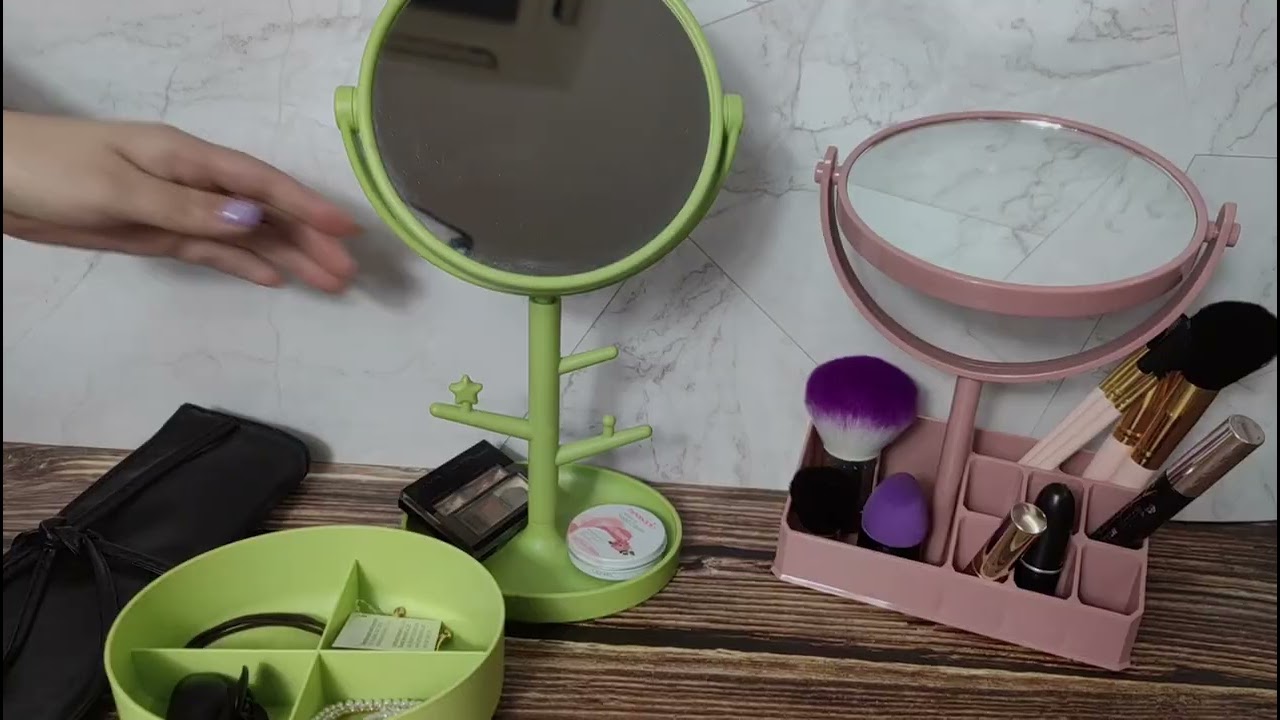 Table Make Up Mirror Double Side Makeup Vanity Mirror With Storage Tray#mirror #makeupmirror #makeup