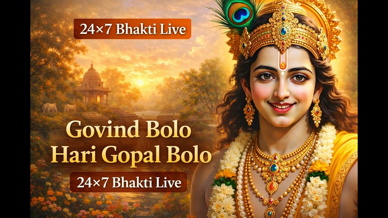 Govind Bolo Hari Gopal Bolo Jaap | Krishna Mantra | 24×7 Bhakti Live