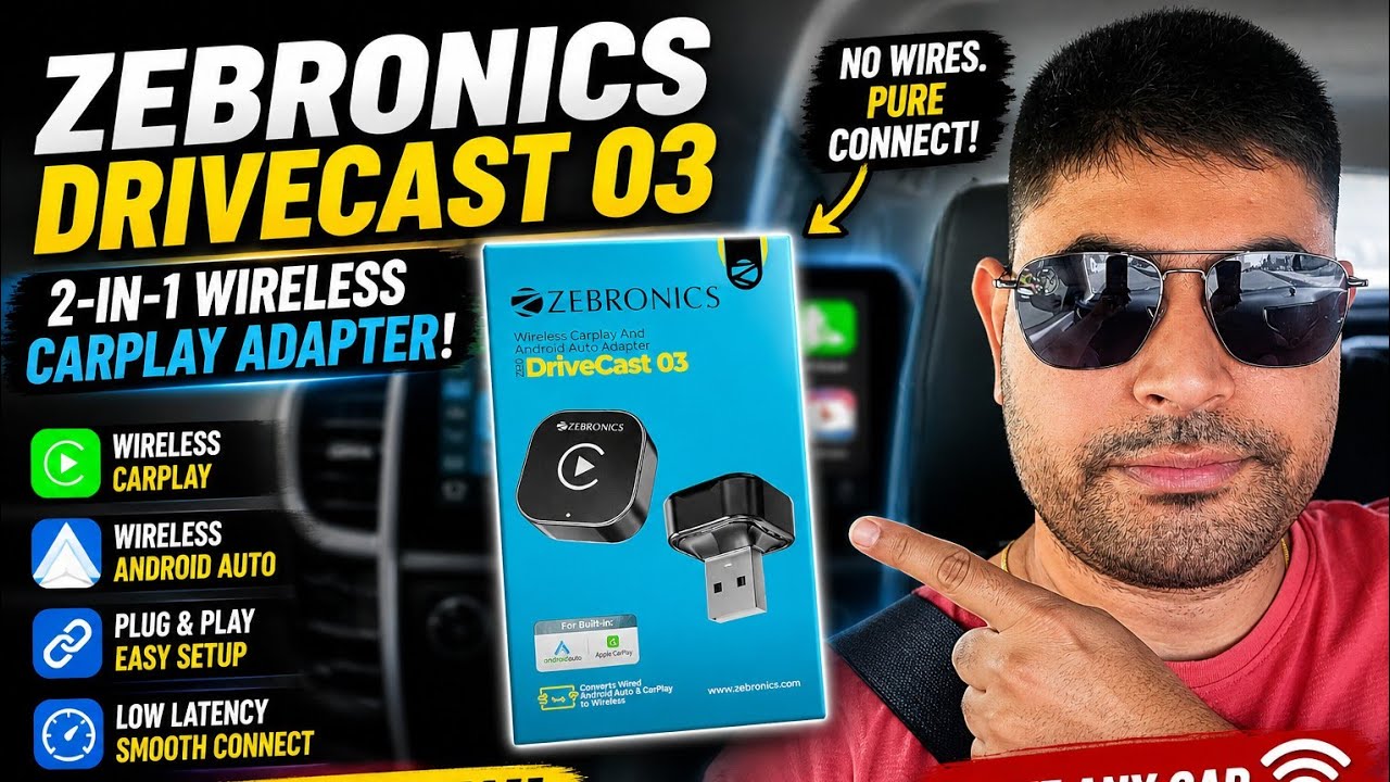 Zebronics DriveCast 03 | 2 in 1 Wireless Carplay Adapter.