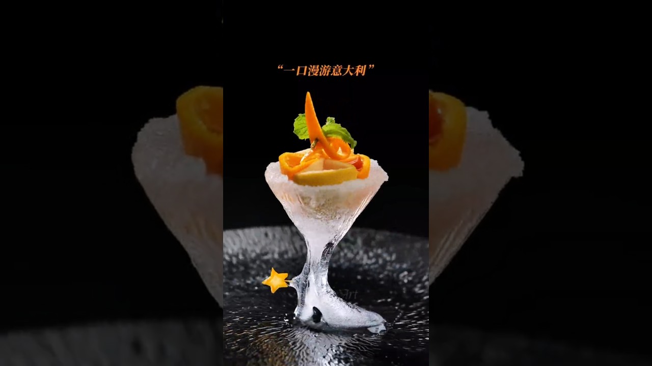 Sanpellegrino Cocktail in Ice Glass Shaped Like Italy! 🇮🇹❄️ Stunning Drink Art 