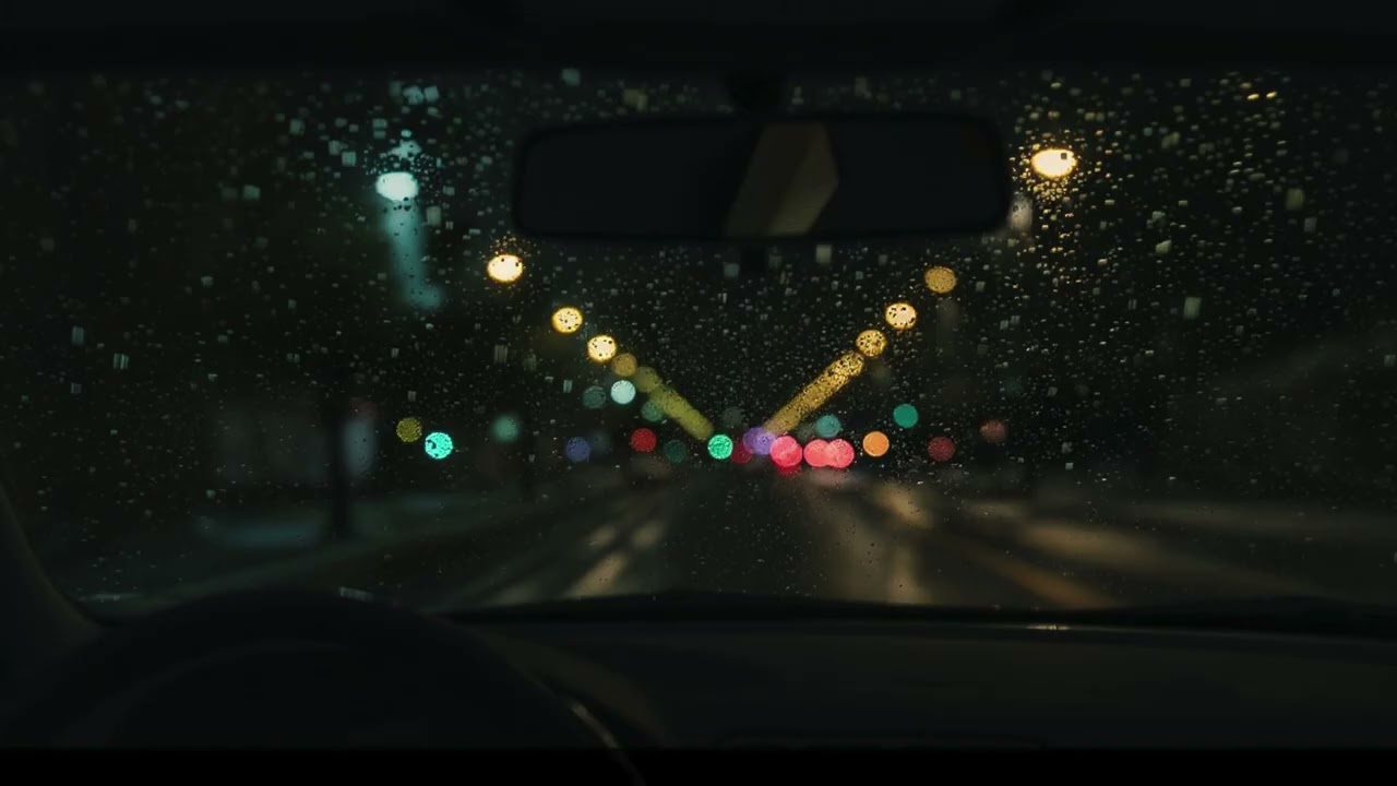 Rain on a Car Window at Night – 1 Hour of Steady Rain for Sleep (No Thunder)