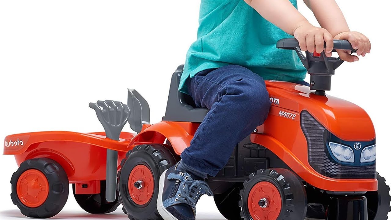 Falk Kubota Tractor with Trailer 🚜 | Ride-On for Toddlers 1-3