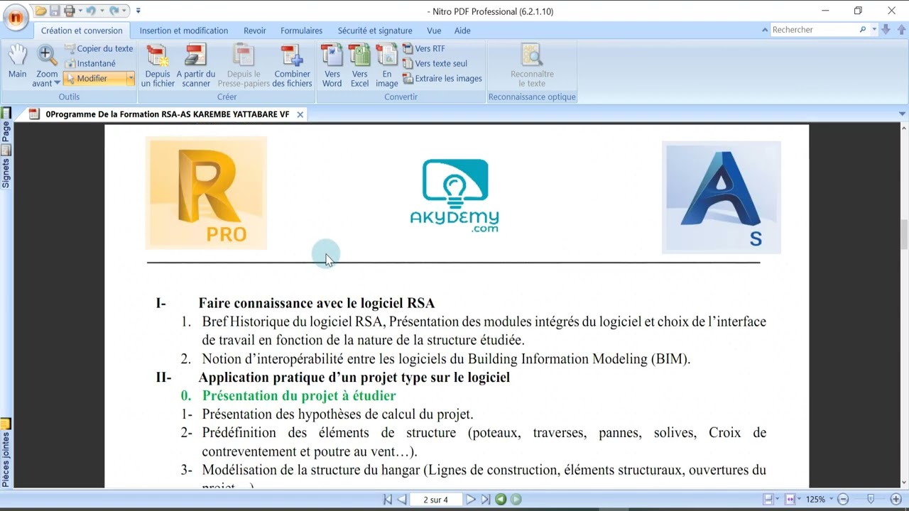 Cours #01 : Programme de formation du module HANGAR METALLIQUE AVEC ROBOT et Advance Steel
