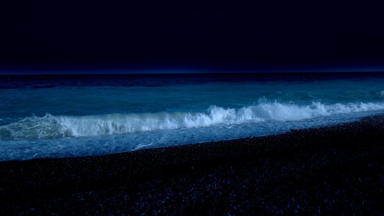 Rüzgarlı Gece, Kıyıya Vuran Dalgalar | Uyku, Meditasyon, Odaklanma, Çalışma için Deniz Dalga Sesi