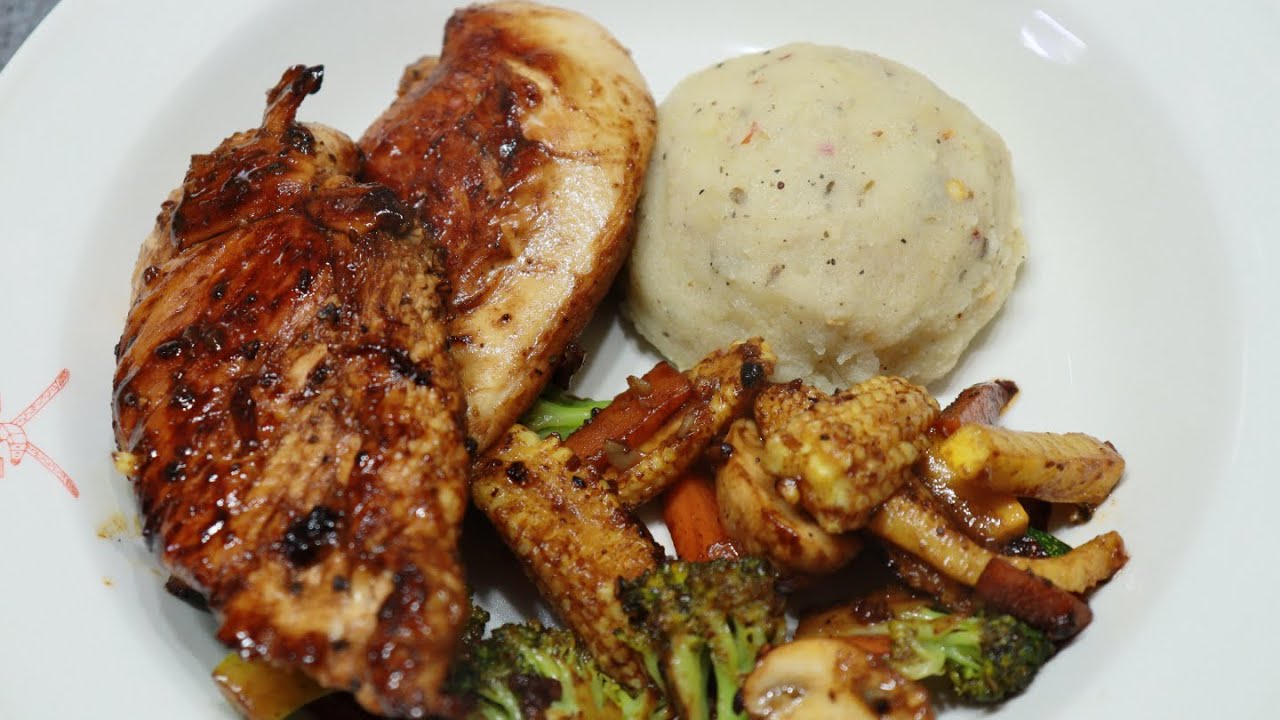 Easy Barbeque Chicken Steak with Roasted Veggies | Restaurant-Style BBQ Chicken Steak Recipe