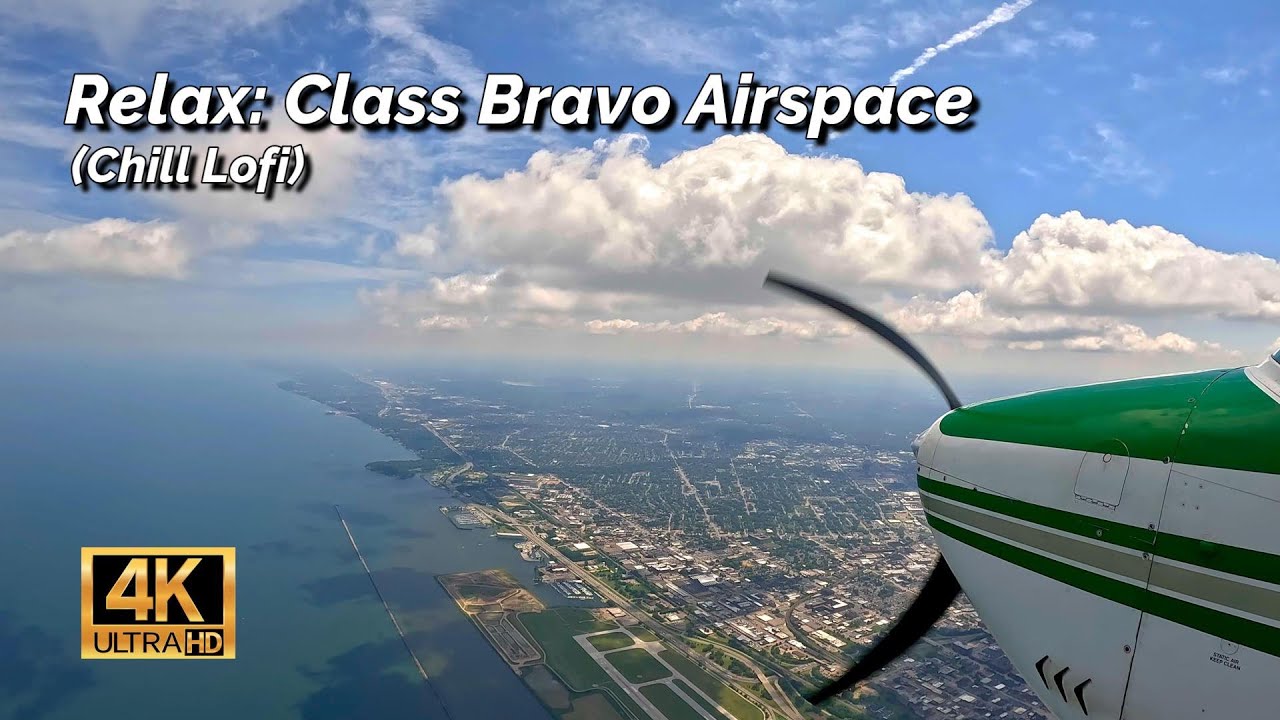 Flying Along Lake Erie through Class Bravo Airspace - 68 minute Ambience Flight | Lofi Beats (4KHD)