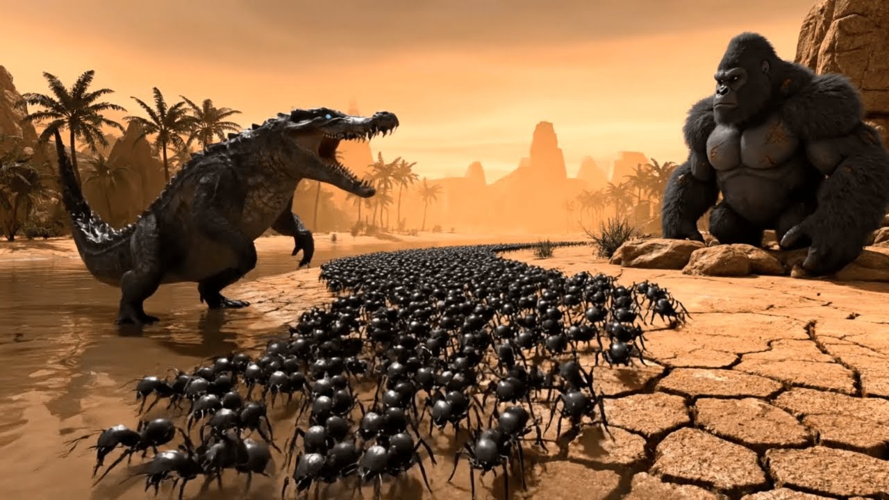 THE ULTIMATE ANCIENT BATTLE | GIANT KING KONG VS CROCODILE & GIANT ANTS | GIANT BEAST ERA