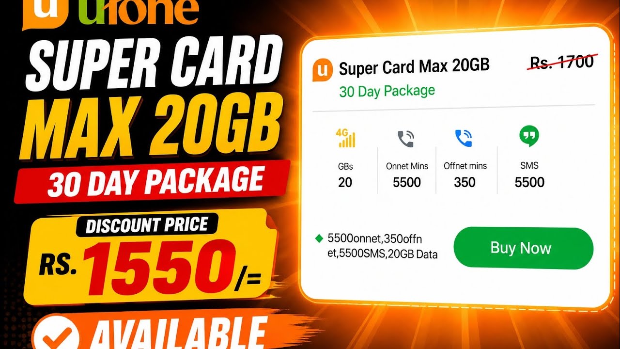 Ufone Super Card Max 20GB Only Rs.1550 | Full Details 2026