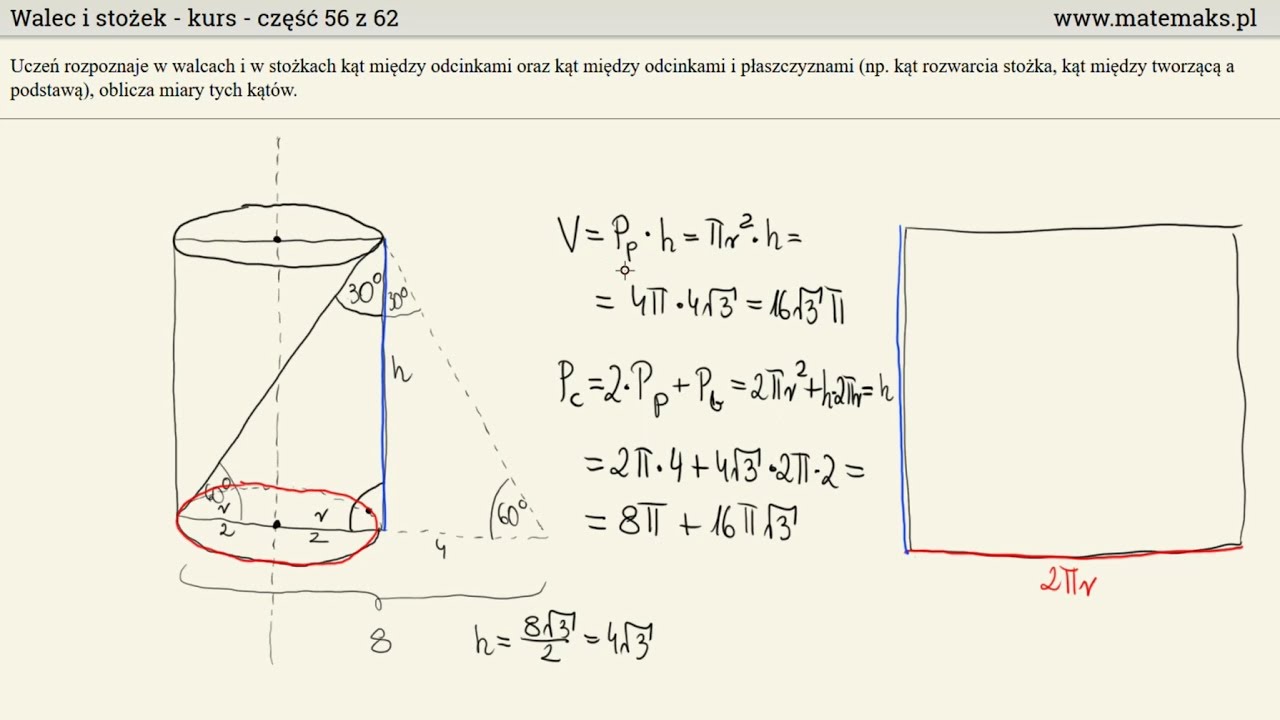 Walec i stożek - kurs podstawowy