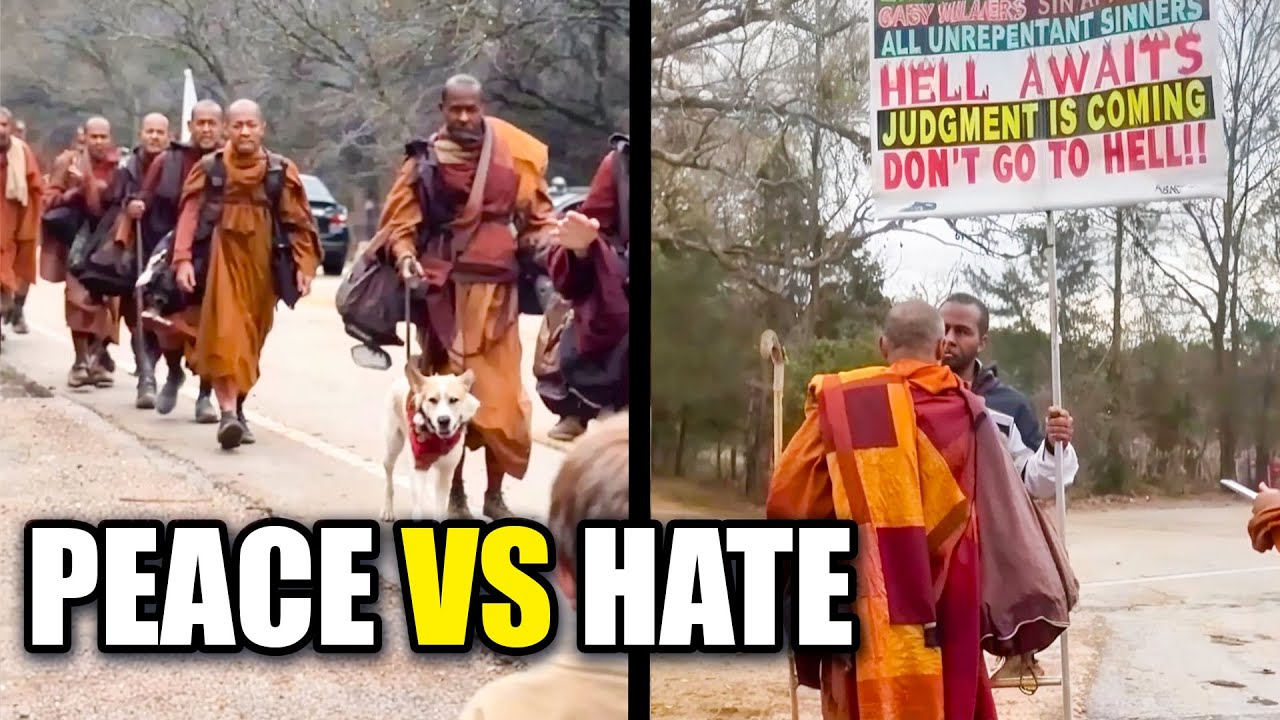 Buddhist Monks Confronted by Angry Christian Protesters
